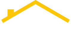 Logo Couvreur La Prairie, toit jaune stylisé
